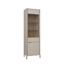 Stauraumvitrine >SERAVEL< in Sand / Mauvella Eiche Dekor