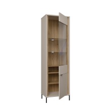 Stauraumvitrine >SERAVEL< in Sand / Mauvella Eiche Dekor