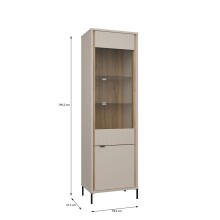 Stauraumvitrine >SERAVEL< in Sand / Mauvella Eiche Dekor