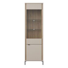 Stauraumvitrine >SERAVEL< in Sand / Mauvella Eiche...