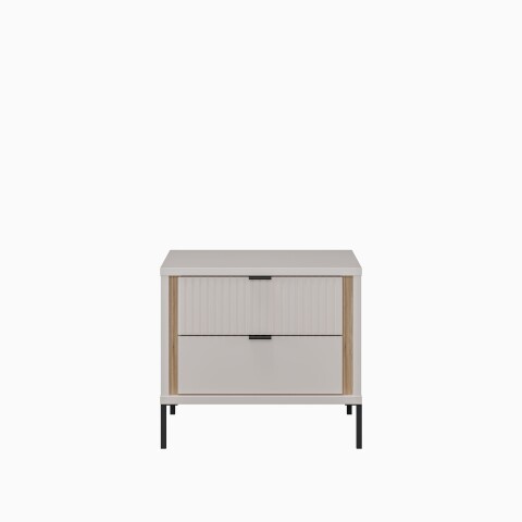 Nachtkommode >SERAVEL< in Sand / Mauvella Eiche Dekor - 54,4x48,8x41,5cm (BxHxT)