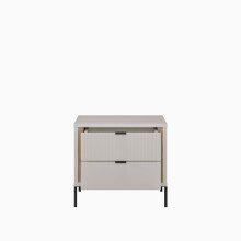 Nachtkommode >SERAVEL< in Sand / Mauvella Eiche Dekor - 54,4x48,8x41,5cm (BxHxT)