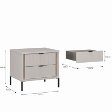 Nachtkommode >SERAVEL< in Sand / Mauvella Eiche Dekor - 54,4x48,8x41,5cm (BxHxT)