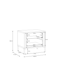 Nachtkommode >SERAVEL< in Sand / Mauvella Eiche Dekor - 54,4x48,8x41,5cm (BxHxT)