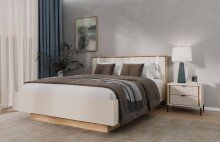 Bett >SERAVEL< in Sand / Mauvella Eiche Dekor - 149,8x99,8x213,6cm (BxHxT)