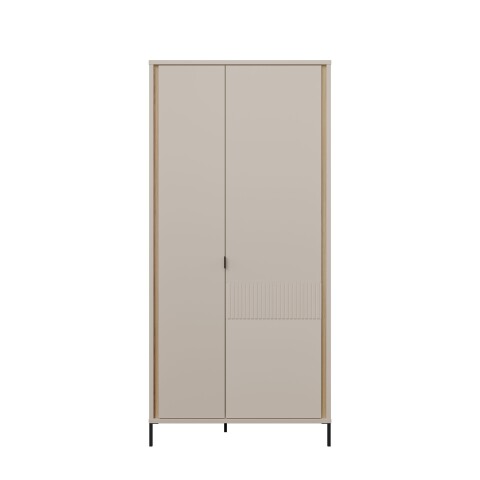 Drehtürenschrank >SERAVEL< in Sand / Mauvella Eiche Dekor - 94,1x199,2x60,5cm (BxHxT)