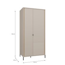 Drehtürenschrank >SERAVEL< in Sand / Mauvella Eiche Dekor - 94,1x199,2x60,5cm (BxHxT)