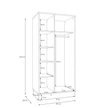 Drehtürenschrank >SERAVEL< in Sand / Mauvella Eiche Dekor - 94,1x199,2x60,5cm (BxHxT)