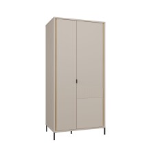 Drehtürenschrank >SERAVEL< in Sand / Mauvella Eiche Dekor - 94,1x199,2x60,5cm (BxHxT)