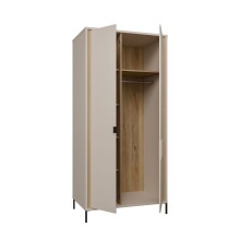 Drehtürenschrank >SERAVEL< in Sand / Mauvella Eiche Dekor - 94,1x199,2x60,5cm (BxHxT)