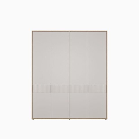 Drehtürenschrank >SERAVEL< in Mauvella Eiche Dekor / Sand - 179,3x214,3x59,4 (BxHxT)