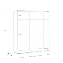 Drehtürenschrank >SERAVEL< in Mauvella Eiche Dekor / Sand - 179,3x214,3x59,4 (BxHxT)