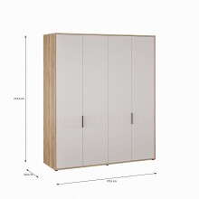 Drehtürenschrank >SERAVEL< in Mauvella Eiche Dekor / Sand - 179,3x214,3x59,4 (BxHxT)