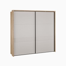 Schiebetürenschrank >SERAVEL< in Mauvella Eiche Dekor / Sand - 231,1x215,9x63,8cm (BxHxT)