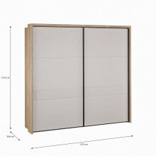 Schiebetürenschrank >SERAVEL< in Mauvella Eiche Dekor / Sand - 231,1x215,9x63,8cm (BxHxT)