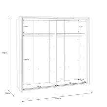 Schiebetürenschrank >SERAVEL< in Mauvella Eiche Dekor / Sand - 231,1x215,9x63,8cm (BxHxT)