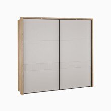 Schiebetürenschrank >SERAVEL< in Mauvella Eiche Dekor / Sand - 231,1x215,9x63,8cm (BxHxT)