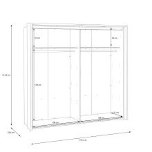 Schiebetürenschrank >SERAVEL< in Mauvella Eiche Dekor / Sand - 231,1x215,9x63,8cm (BxHxT)