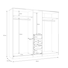 Drehtürenschrank >PANAMA< in Weiss  - 199x181x52,7cm (BxHxT)