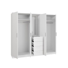 Drehtürenschrank >PANAMA< in Weiss  - 199x181x52,7cm (BxHxT)