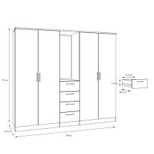 Drehtürenschrank >PANAMA< in Weiss  - 199x181x52,7cm (BxHxT)