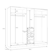 Drehtürenschrank >PANAMA< in Weiss  - 199x181x52,7cm (BxHxT)