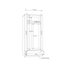 Drehtürenschrank >PANAMA< in Weiss - 79,9x181x52,7cm (BxHxT)