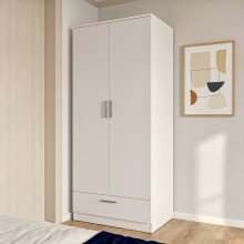 Drehtürenschrank >PANAMA< in Weiss - 79,9x181x52,7cm (BxHxT)