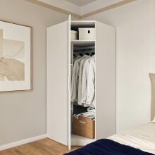 Eckkleiderschrank >PANAMA< in Weiss - 80,4x181x80,4cm (BxHxT)