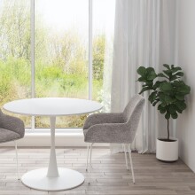 Esstisch >Ystad< in Weiß, MDF/Metall - 100x76x100cm (BxHxT)