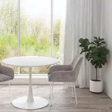 Esstisch >Ystad< in Weiß, MDF/Metall - 100x76x100cm (BxHxT)