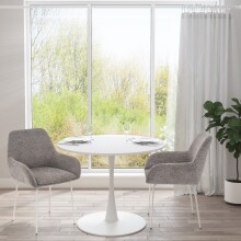 Esstisch >Ystad< in Weiß, MDF/Metall - 100x76x100cm (BxHxT)