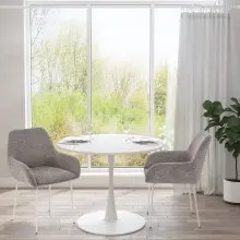 Esstisch >Ystad< in Weiß, MDF/Metall - 100x76x100cm (BxHxT)