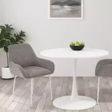 Esstisch >Ystad< in Weiß, MDF/Metall -...