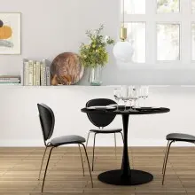 Esstisch >Ystad< in Schwarz, MDF/Metall - 76x100cm (HxD)
