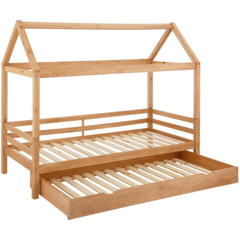 Hausbett >Athen2< in Natur, Natur/Kiefer - 208x165x98cm (BxHxT)