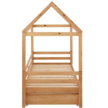 Hausbett >Athen2< in Natur, Natur/Kiefer - 208x165x98cm (BxHxT)