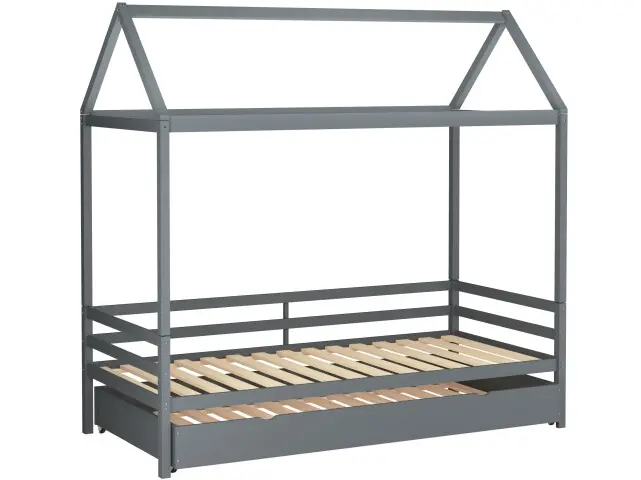 Hausbett >Athen< in Grau, Kiefer/ Grau - 208x165x98cm (BxHxT)
