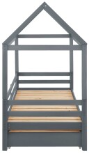 Hausbett >Athen< in Grau, Kiefer/ Grau - 208x165x98cm (BxHxT)