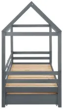 Hausbett >Athen< in Grau, Kiefer/ Grau - 208x165x98cm (BxHxT)