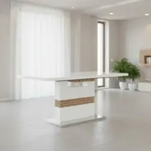 Kulissen-Esstisch >Parma< ausziehbar bis 200cm, Weiß MDF, Eiche Dekor - 160x76x90cm (BxHxT)