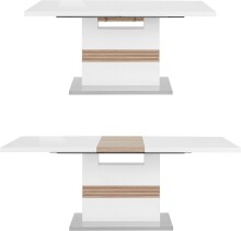 Kulissen-Esstisch >Parma< ausziehbar bis 200cm, Weiß MDF, Eiche Dekor - 160x76x90cm (BxHxT)
