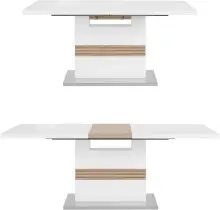 Kulissen-Esstisch >Parma< ausziehbar bis 200cm, Weiß MDF, Eiche Dekor - 160x76x90cm (BxHxT)