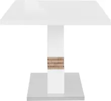 Kulissen-Esstisch >Parma< ausziehbar bis 200cm, Weiß MDF, Eiche Dekor - 160x76x90cm (BxHxT)