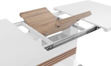 Kulissen-Esstisch >Parma< ausziehbar bis 200cm, Weiß MDF, Eiche Dekor - 160x76x90cm (BxHxT)