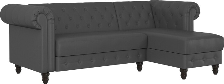 Ecksofa >Firenze< in Grau, Polyurethan - 241x83x154cm (BxHxT)
