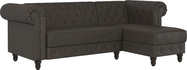 Ecksofa >Firenze< in Grau, Mikrofaser - 241x83x154cm (BxHxT)