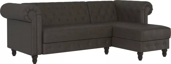 Ecksofa >Firenze< in Grau, Mikrofaser - 241x83x154cm (BxHxT)