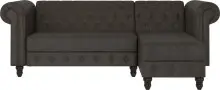 Ecksofa >Firenze< in Grau, Mikrofaser - 241x83x154cm (BxHxT)