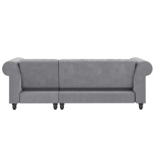 Ecksofa >Firenze< in Grau, Samt - 241x83x154cm (BxHxT)